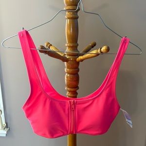 Forever 21 pink swimsuit top with zipper - size Small - NEW